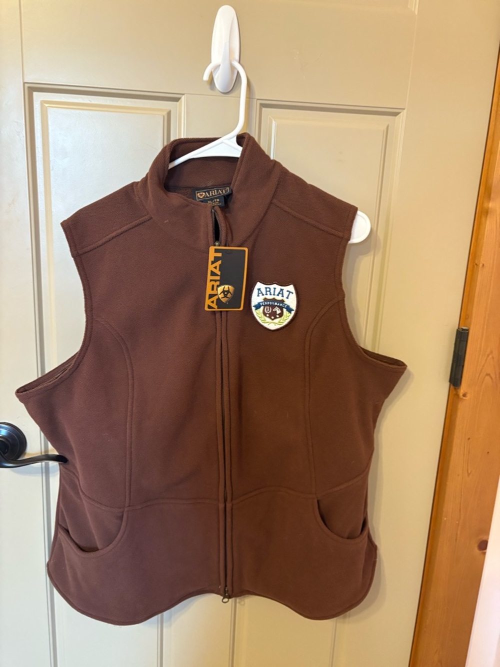 Ariat Chocolate Brown Fleece Zip Vest with Logo Patch